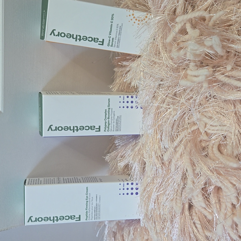 Facetheory package of 3. New and never opened. Two serums and one cream.